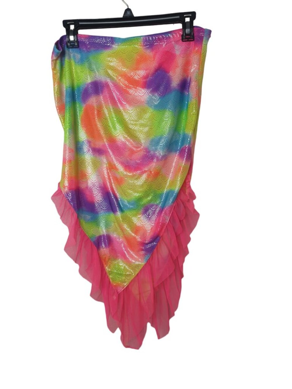 Wonder Nation Girls XL Mermaid Skirt Rainbow Tie-Dye Pink Ruffle Hem 14-16